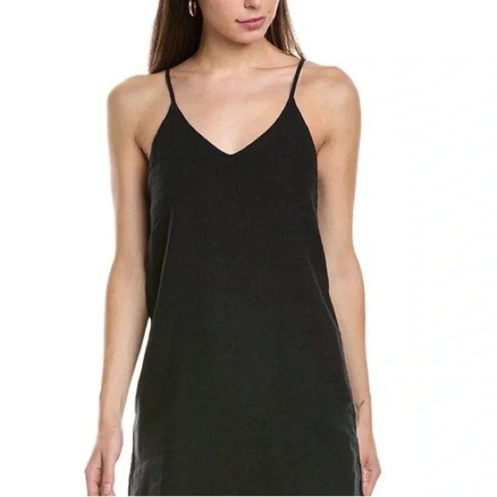 Revolve Krisa Slip Mini Dress in Black Spaghetti Straps size Large Made in USA